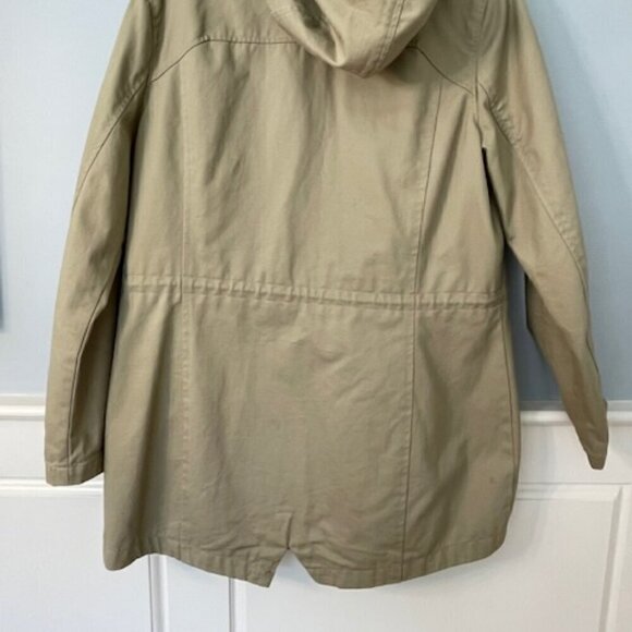 Betabrand Chore Cotton Twill Hooded Coat Khaki Morning Mess Women's Large - Picture 9 of 10